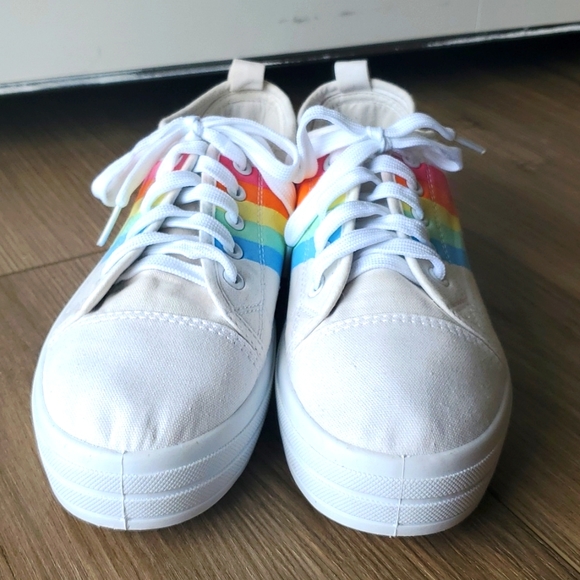 Sole Mates Rainbow Canvas Platform Sneakers - Picture 2 of 10